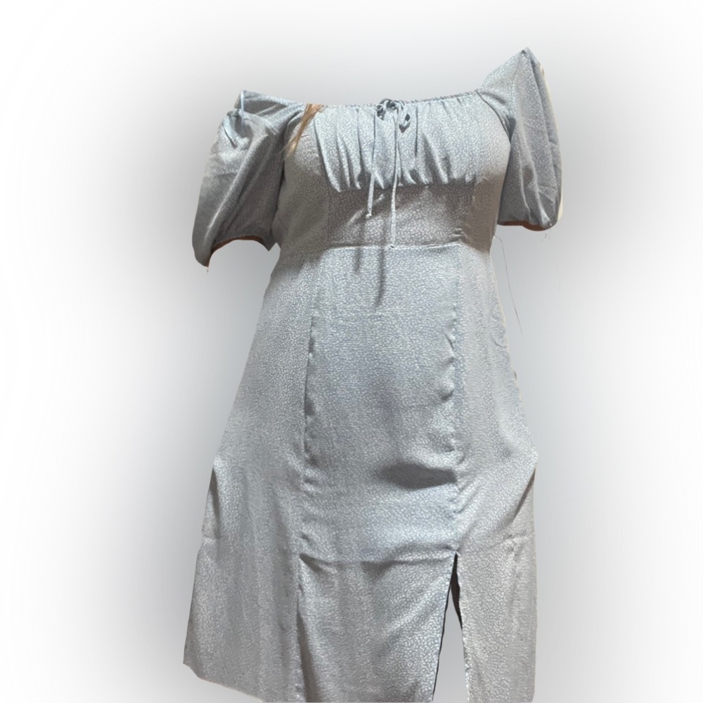 Blue floral peasant dress L